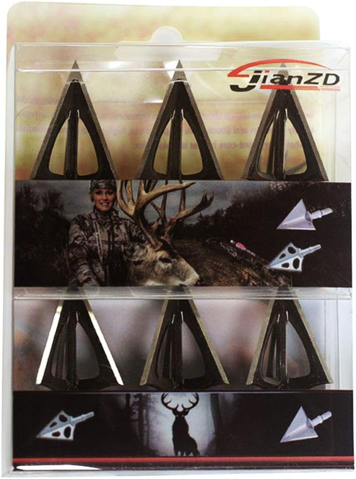 Fixed Blade Broadheads 100 Grain, 6 Pack Hunting Arrowheads | 420 Stainless Steel 3 Razor Blades, Spin Tested, Fit