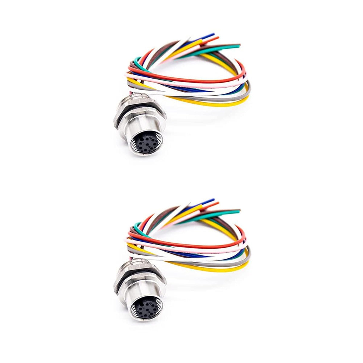 M12 Female 8Pin Connector, Straight Shielded Aviation Socket, 0.2M Wiring, Waterproof Sensor Receptacle, Industrial Equipment, for Electrical Professionals