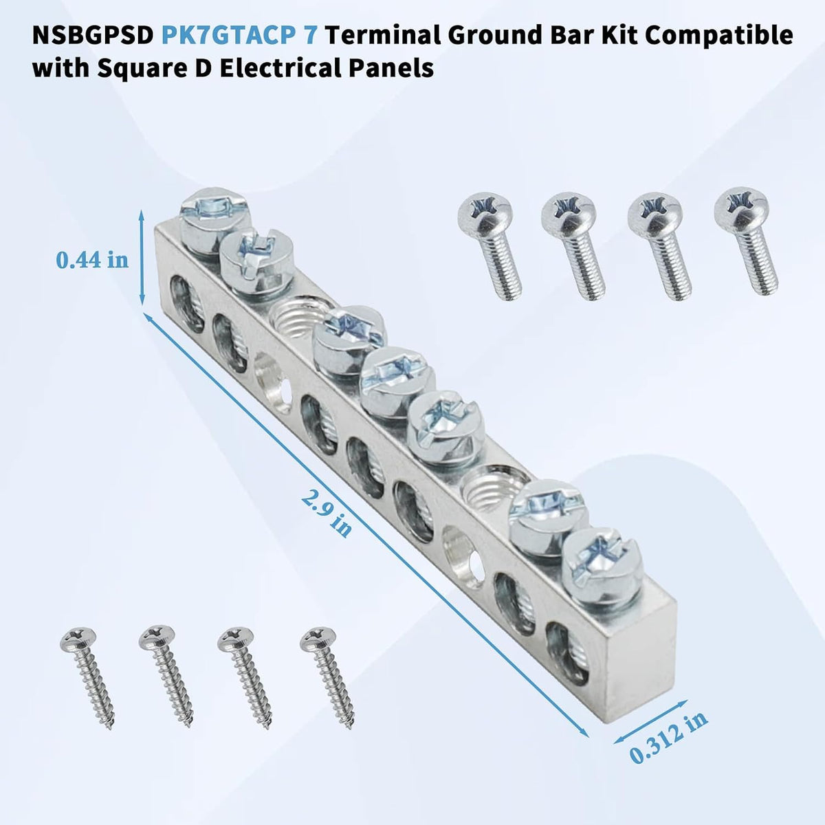 PK7GTACP 7 Terminal Ground Bar Kit for Square D Electrical Panels 2-Pack