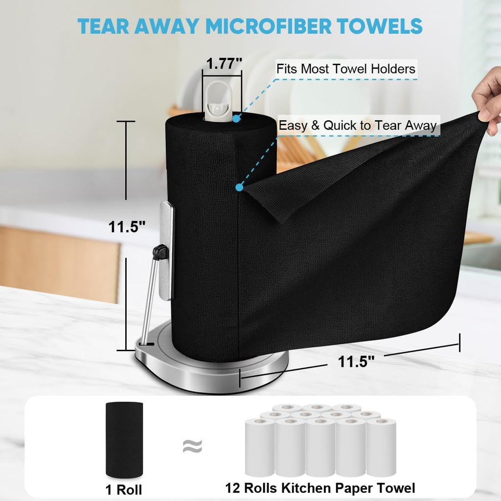 Microfiber Cleaning Cloth Roll-50PK, Reusable Paper Towels 11.5×11.5"