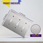 ENERLITES Toggle Light Switch Stainless Steel Wall Plate, 3-Gang, Silver