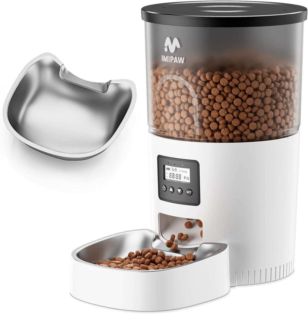 Automatic Cat Feeder, 3L Timed Pet Dry Food Dispenser with Clog-Free Design, Auto Feeder for Cats, 1-6 Meals Per Day