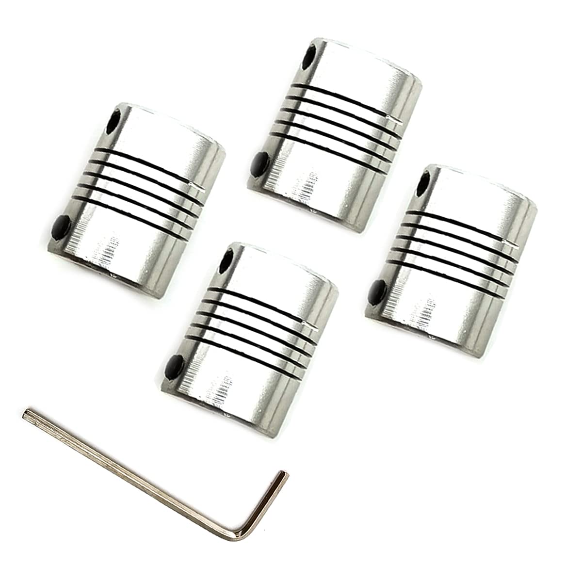 DEVMO 4pcs Flexible Coupling Coupler 5mm to 8mm Shaft Aluminum Casing with Hexagon Wrench for 3D Printer or CNC Machine
