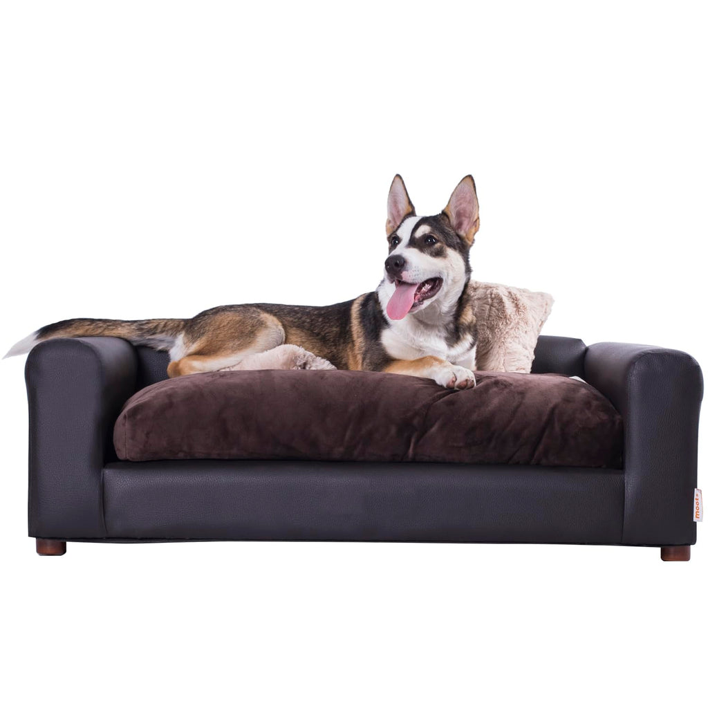 Premium Leatherette Pets Sofa, Espresso, Medium/Large