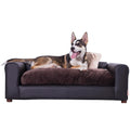 Premium Leatherette Pets Sofa, Espresso, Medium/Large