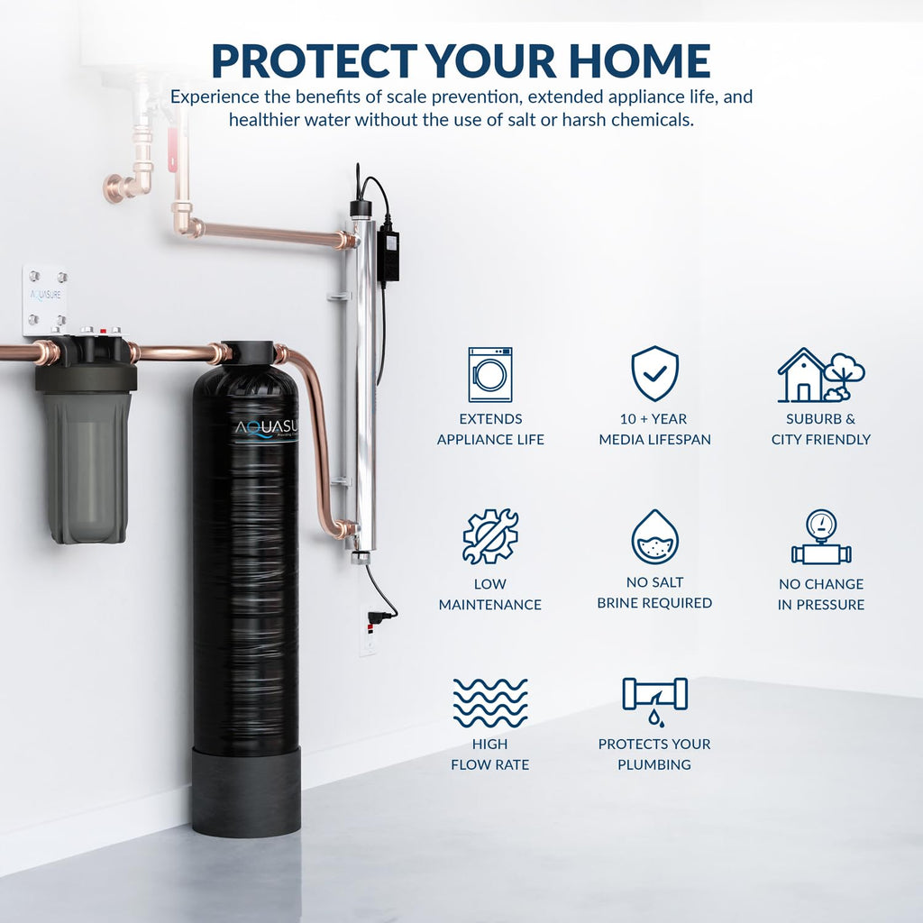 Serene Lite Whole House Salt-Free Water Conditioning Descaler System with Triple Purpose Pre-Treatment Filter