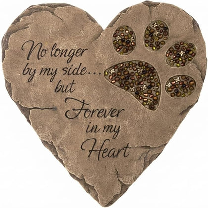 Pet Memorial Garden Stepping Stone Heart Paw Print, 9.5 Inch