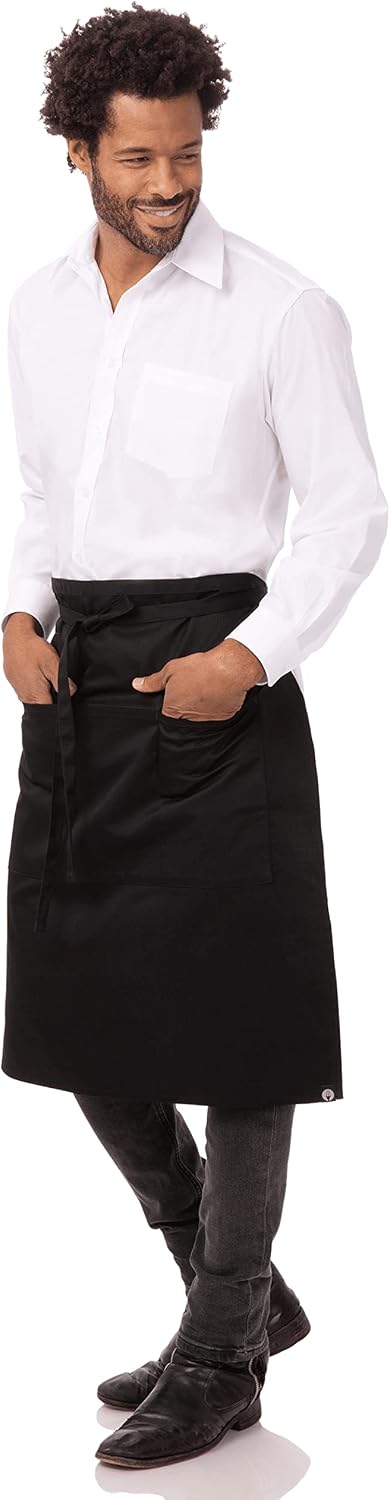 Unisex Reversible Server Apron, Black, One Size