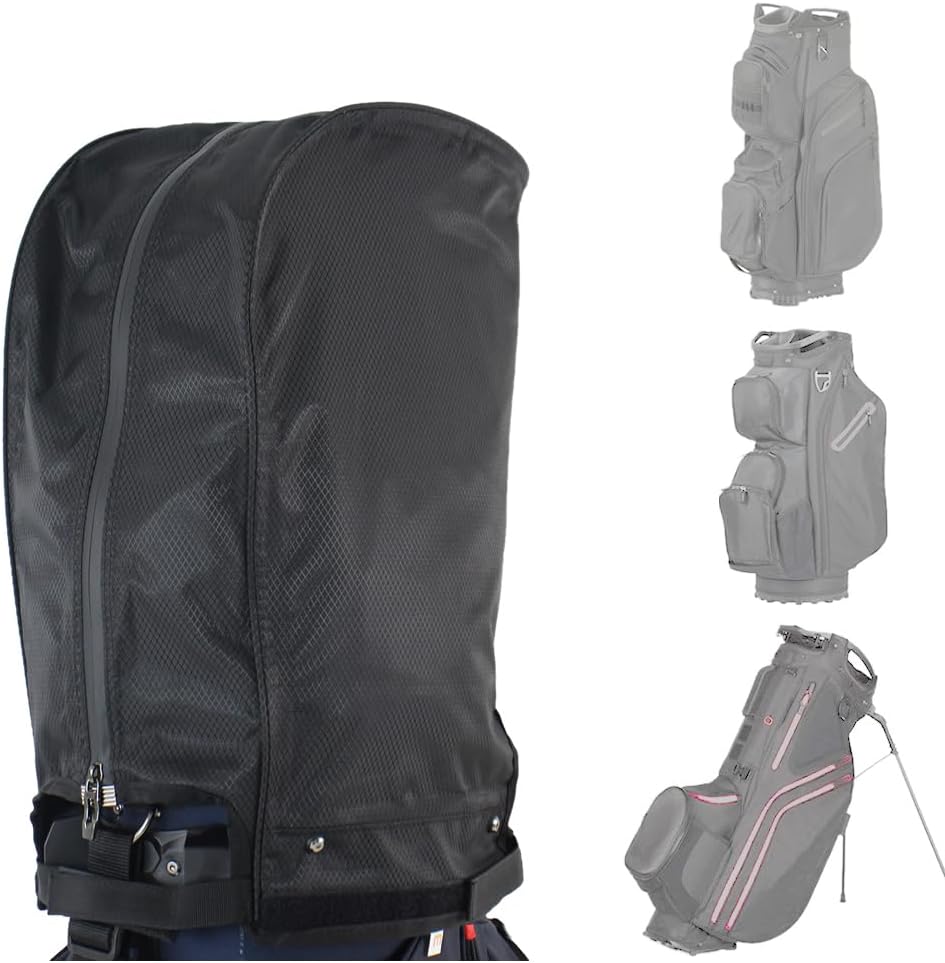 Golf Bag Cover rain Cover/Hood Nylon Waterproof dust Cover Fits Most Golf cart Bags Easy to use Collapsible and