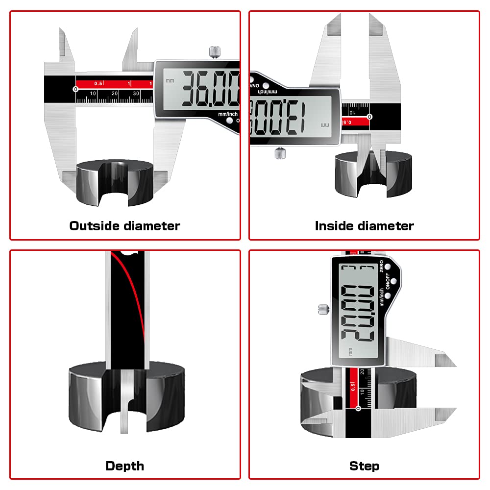 Qfun 6 Inch Digital Vernier Caliper Metal Metric Precision Measuring Tools
