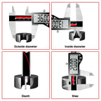 Qfun 6 Inch Digital Vernier Caliper Metal Metric Precision Measuring Tools
