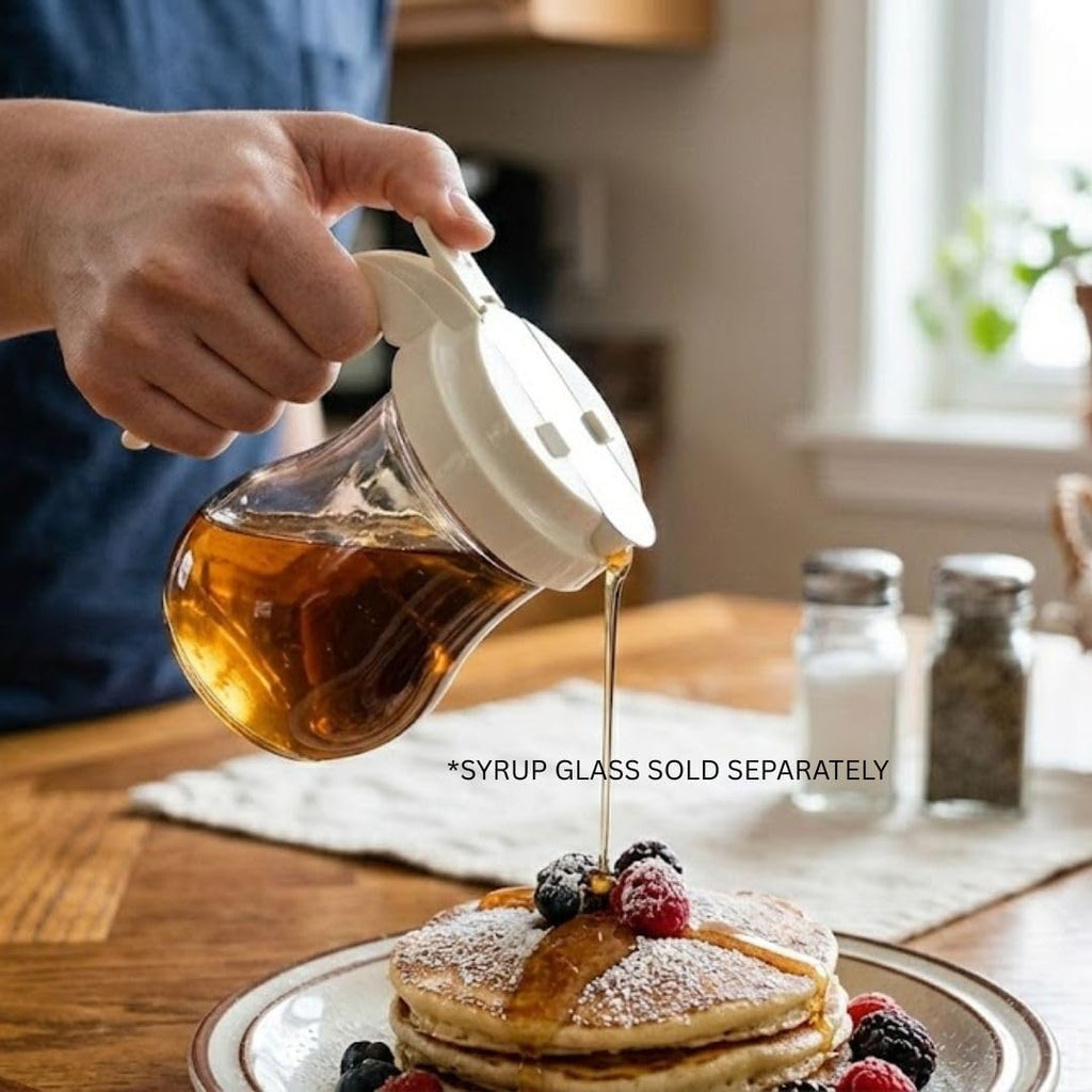 Syrup Dispenser Lid Replacement White Color Plastic Set of 4- Fits 32 and 48 oz Syrup Dispensers Easy Pour Spout