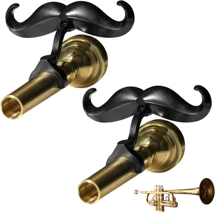 [2 Pack] Clip-On Mustache For Trumpets & Trombones - Includes Protective Case - Fits All Small Shank Mouthpieces