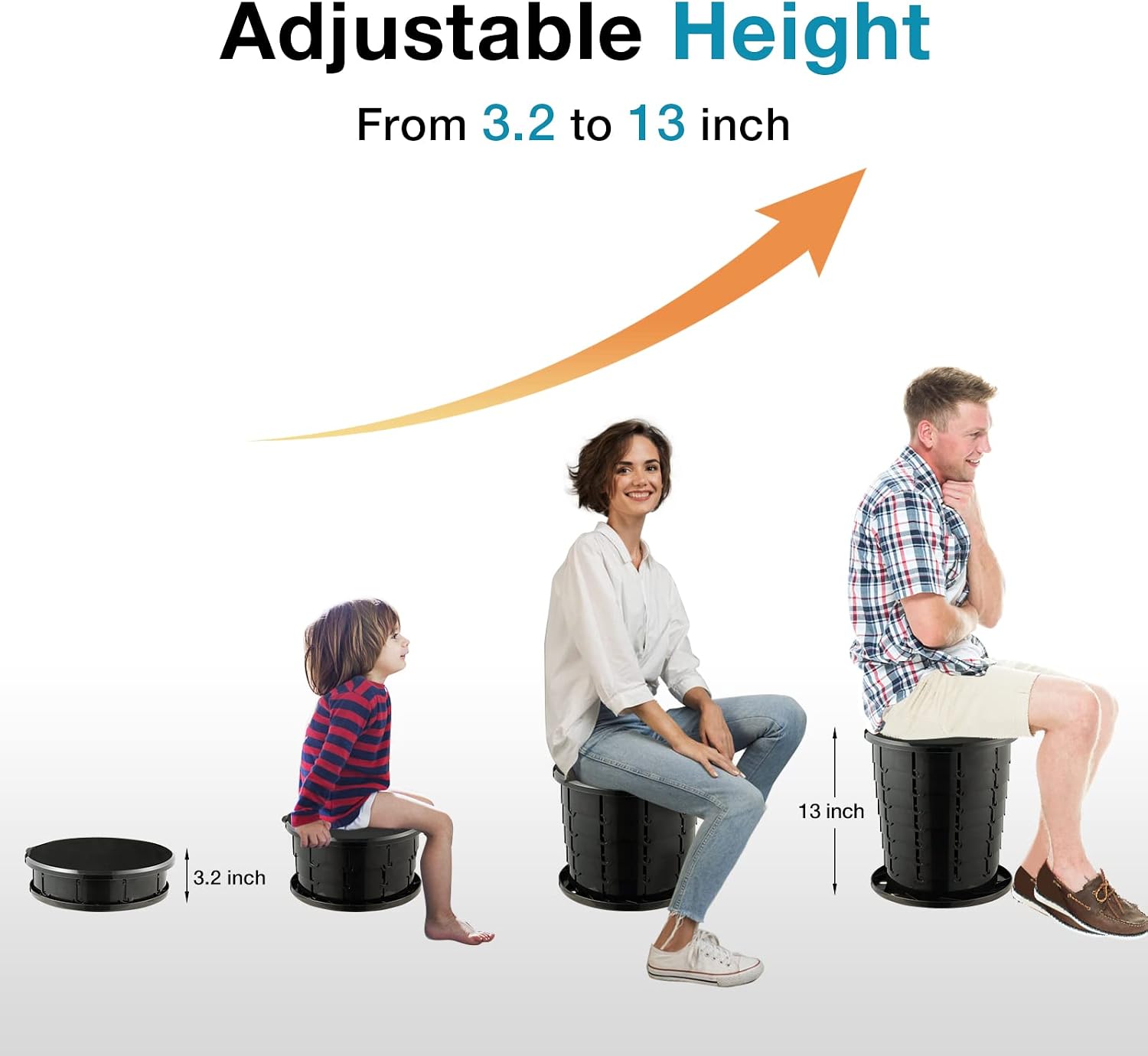 Upgrade Retractable Portable Toilet Travel Toilet Adjustable Height Camping Toilet Portable Potty for Adults Kids