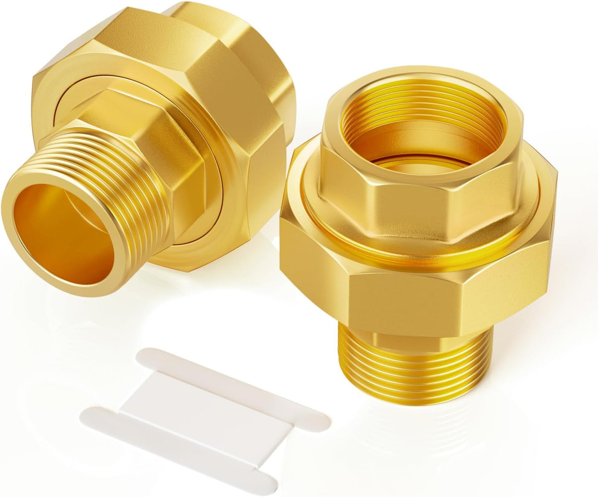 GASHER 2PCS 1" NPT (F x M) Brass Union Pipe Fitting