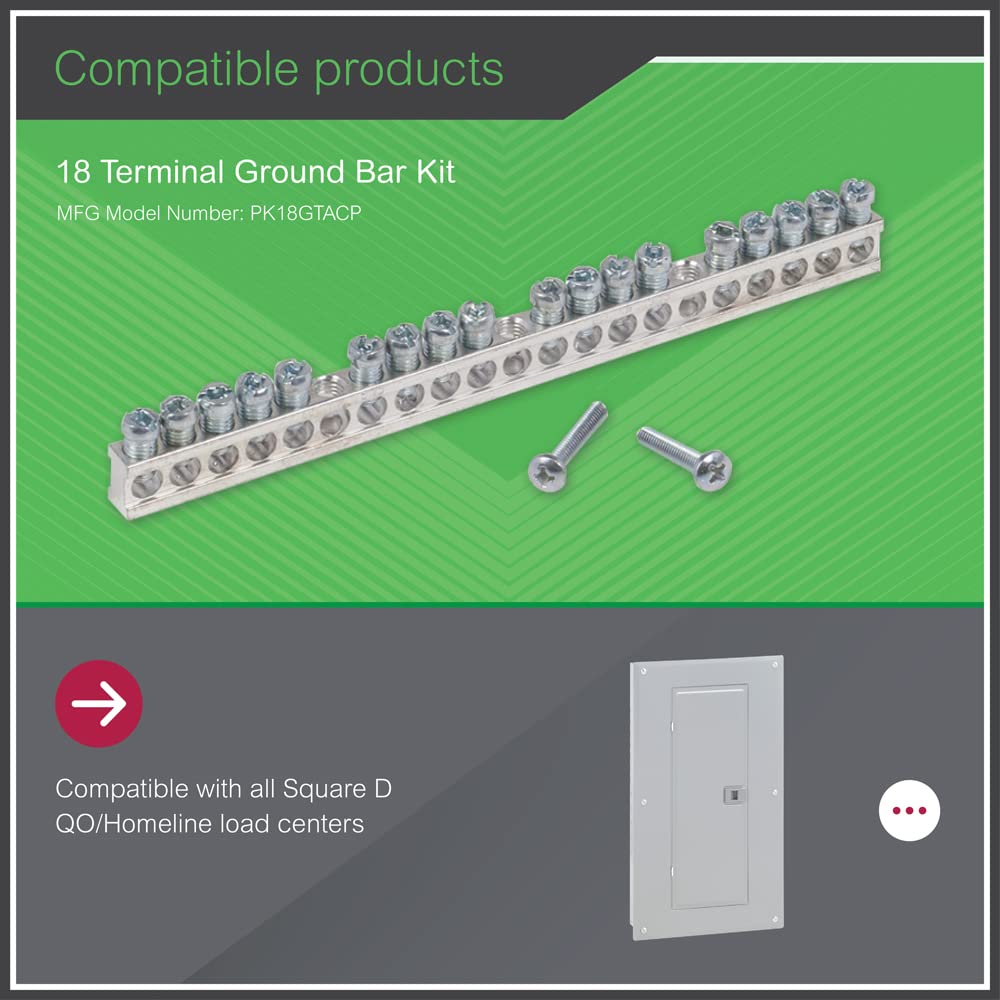 Square D - PK18GTACP 18 Terminal Ground Bar Kit
