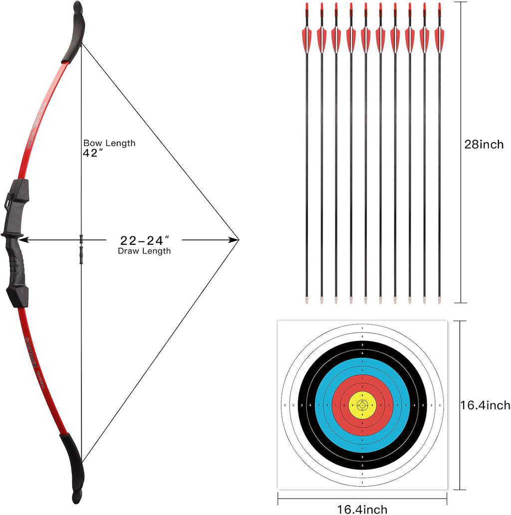 Bow and Arrow Set for Kids, Archery Beginner Gift with 10 Arrows | with 10 Arrows, 5 Target Face, Ideal for Kids
