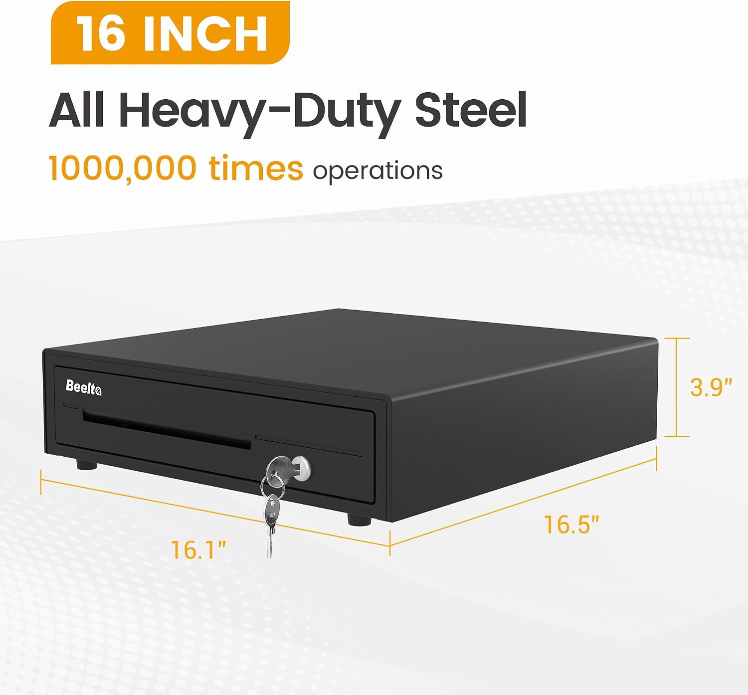 16" Heavy Duty Cash Drawer for POS System – Fully Removable Tray, 5 Bill/5 Coin with Micro Switch & Emergency Switch
