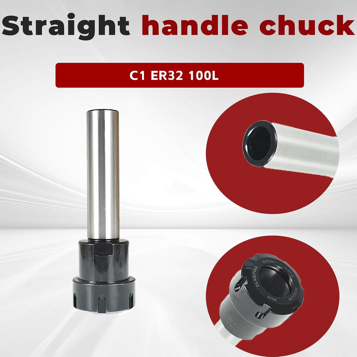 findmall C1-ER32-100L Straight Shank 25.4mm Collet Chuck Holder