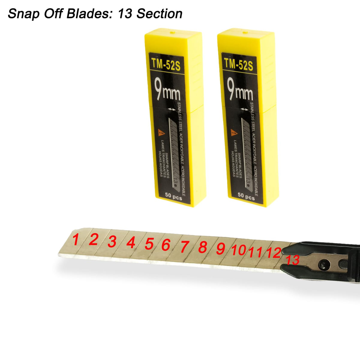 100Pcs 9mm Utility Knife Blades 60 Degree Snap Off Stainless Steel Blades,Vinyl Wrap Tools Art Knife Replacement