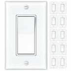 Amico 10 Pack Single Pole Light Switches with Wall Plates