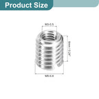 uxcell 10Pcs Threaded Inserts, M3-0.5x6 & M5-0.8x6 Stainless Steel 303 Screw Thread Sleeves Thread Repair Insert for Mechanical Equipment