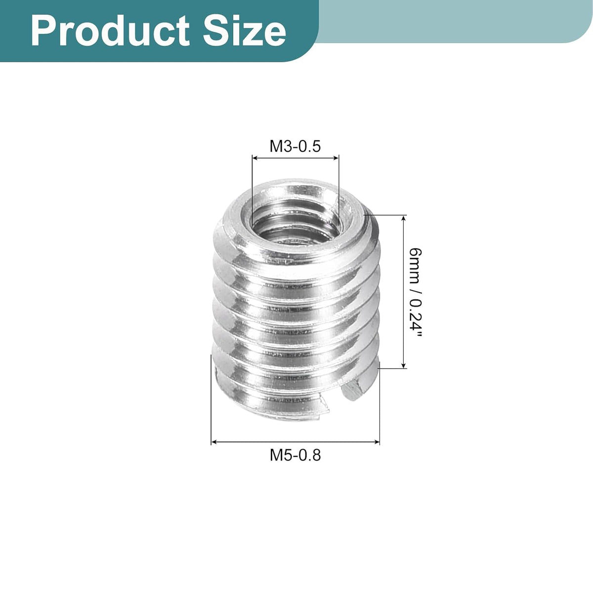 uxcell 10Pcs Threaded Inserts, M3-0.5x6 & M5-0.8x6 Stainless Steel 303 Screw Thread Sleeves Thread Repair Insert for Mechanical Equipment