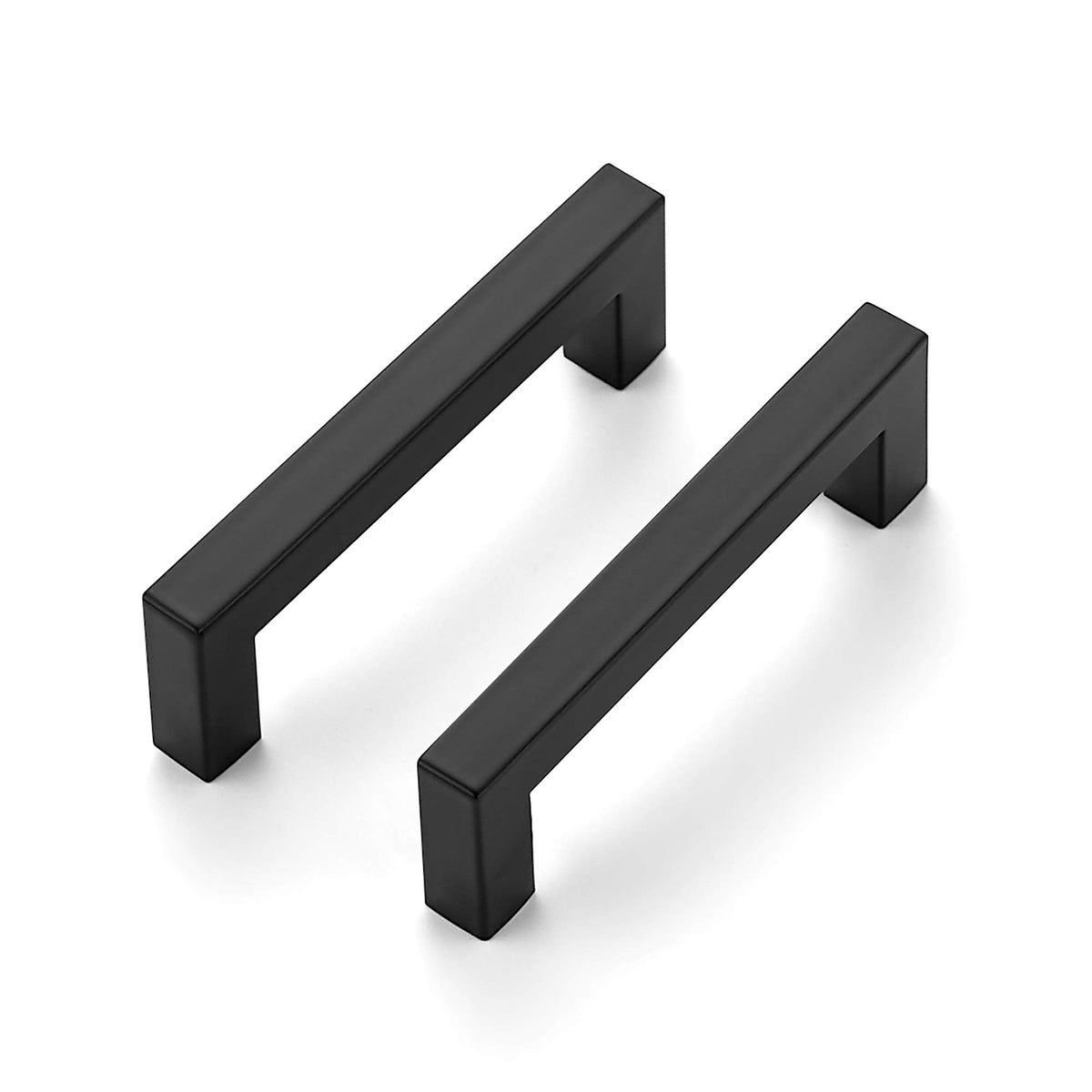 Matte Black Cabinet Handles Square Pulls 3-3/4 Inch 10 Pack