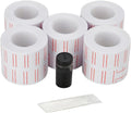 10 Rolls 6000 White Price Gun Labels for Mx-5500 - with Double Red Line Visibility, Refill Ink Roll & Disposable
