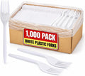 Plastic Forks Bulk, Disposable Medium Weight Cutlery, Heavy Duty White, 1000 Pack