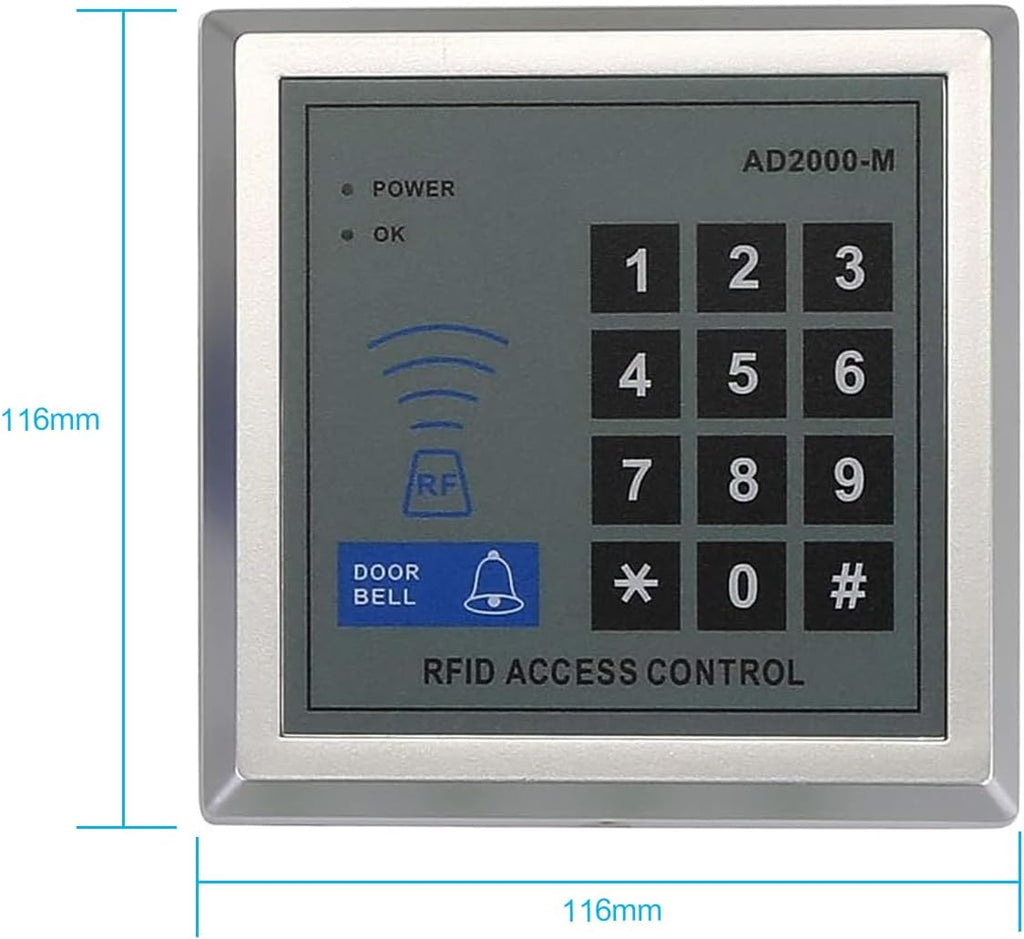 RFID Door Access Control System Kit 280kg Electric Magnetic Lock | 620LB Holding Force, 110-240V AC to 12VDC 3A 36W