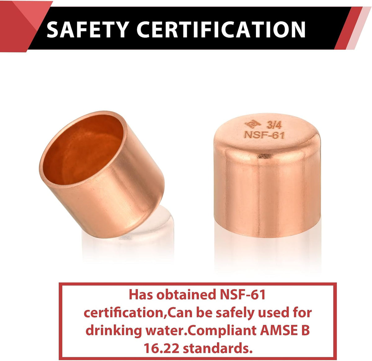 50 Piece EFIELD 3/4-inch Solder Copper Pipe End Cap (Plug)