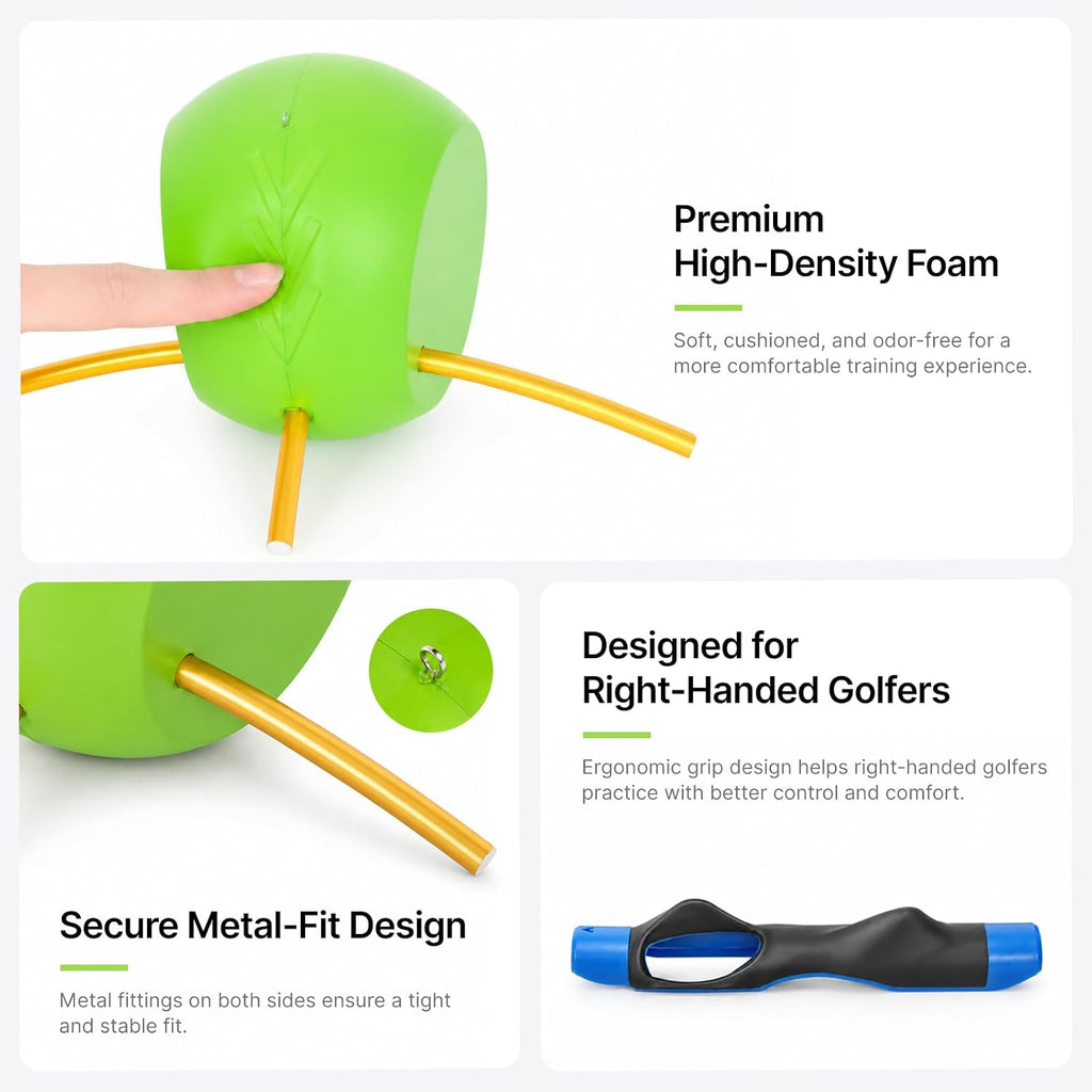 Golf Training Ball with Rope and Grip Trainer for Swing Practice | Helps train connected arms, reduce chicken wing