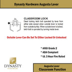 Dynasty Augusta Classroom Lever Lockset, ADA, Grade 2, Flat Black