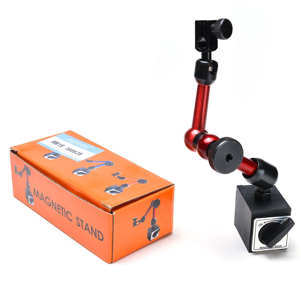 AGPtek 3-Joint Red Adjustable Magnetic Base Holder for Digital Dial Indicator