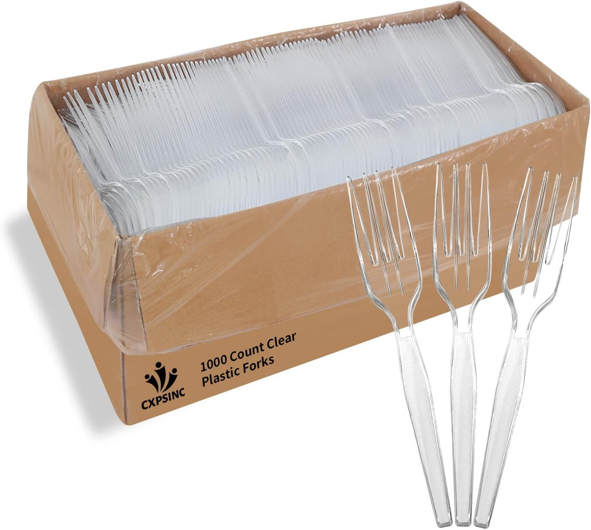 [1000 Pack] Heavyweight Disposable Clear Plastic Forks-Party Dimensions Plastic Cutlery Combo Box (1000 Count Forks)