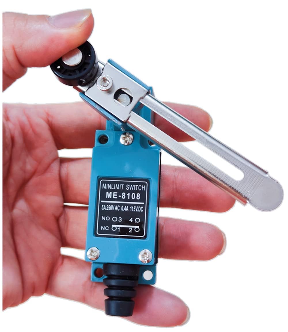 Szliyands Silver Contact Limit Switch，ME-8108 Adjustable Roller Lever Arm Momentary Limit Switch 1NC+1NO 2Pcs