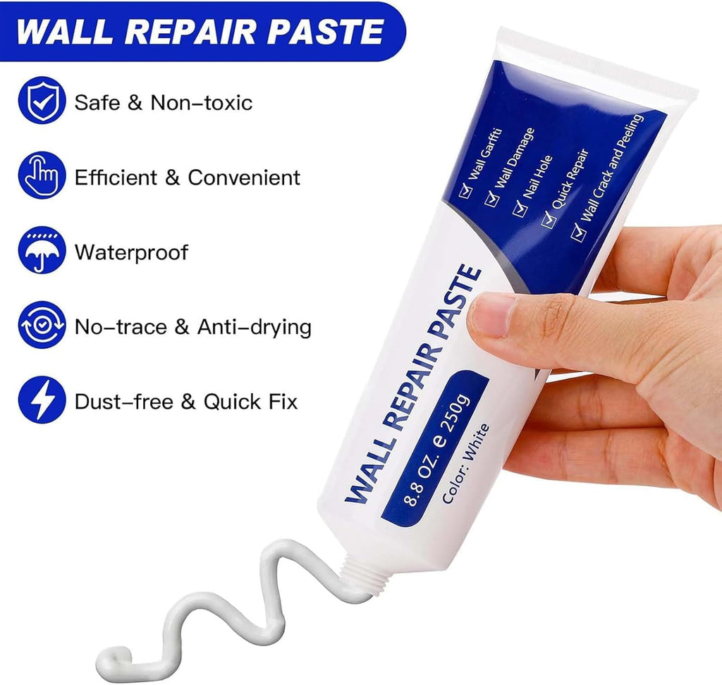 Drywall Repair Kit – Wall Repair Paste for Cracks & Holes, Fast-Drying Spackle with Scraper & Sandpaper
