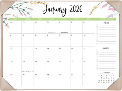 Desk Calendar 2026 with Desk Mat – 22" x 17" Large Desk Pad Calendar Runs from January 2026 to June 2027, Floral