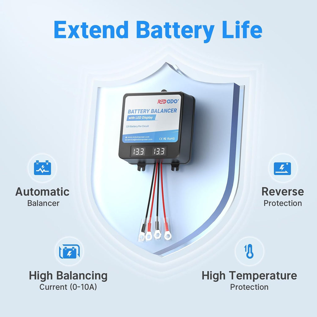 Battery Balancer 24V(2 * 12V), Equalizer for LiFePO4, Lead Acid, Gel | Equalize 12V Battery Banks, Extend Lithium