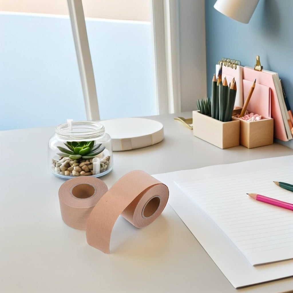 2 Rolls Kraft Paper Tape, Water Activated Heavy Duty Carton Sealing