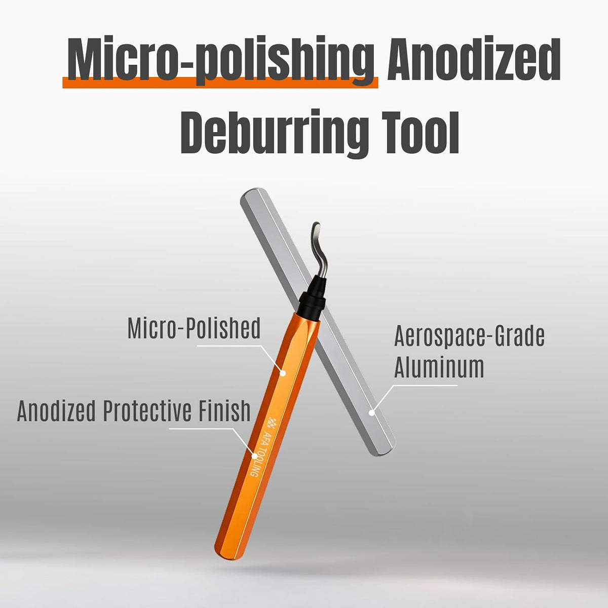AFA Tooling Deburring Tool, 11 M2 HSS Blades, CNC Anodized Aluminum Handle