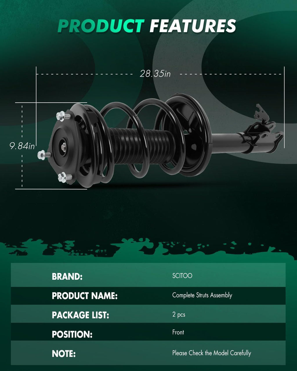 SCITOO Front Complete Struts Assembly for Toyota for RAV4 1996-2000