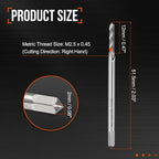 M2.5 x 0.45 Spiral Flute Thread Tap M35 High Speed Steel Polished