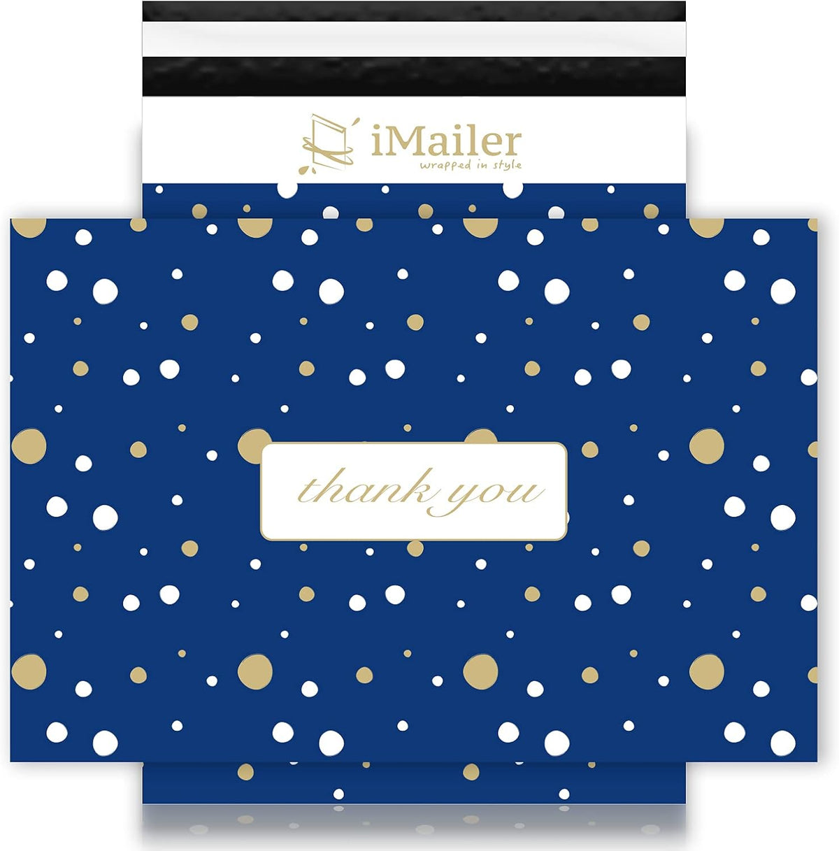 100 Count - 12 x 15.5 inch Poly Mailer Envelope Thank You Blue Polka Dot