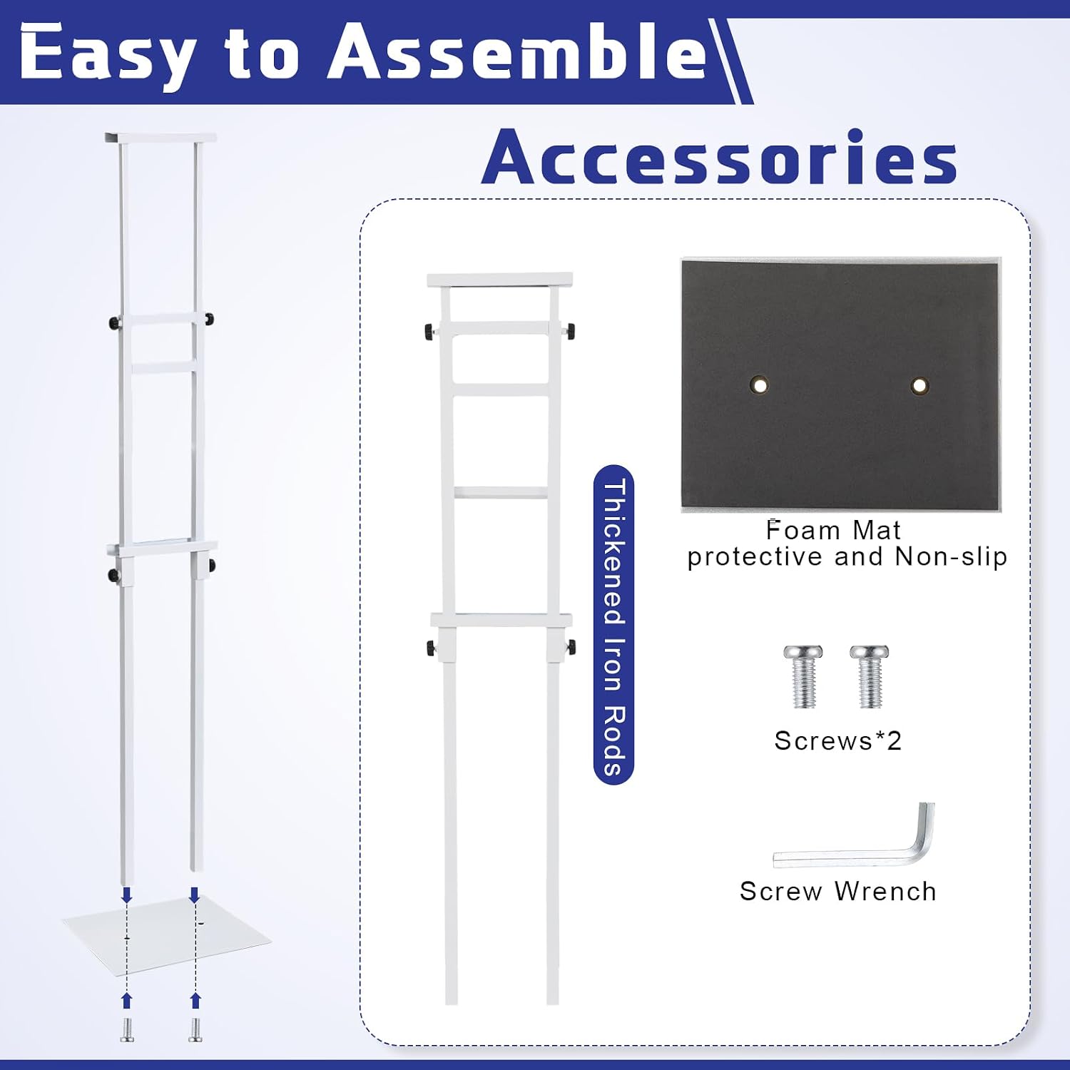 1 Pcs Metal White Poster Board Holder Stand for Display Sign Easel | Adjustable 80" Height, Heavy Duty Base, Double