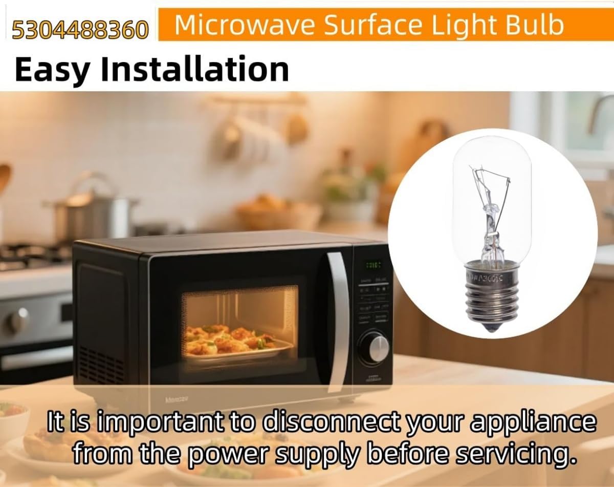 (2 Pack) 5304488360 Microwave Surface Light Bulb fits for Frigidaire Whirlpool 5304461116, S5136236, AP5648908