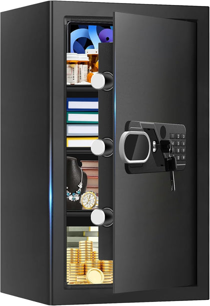 5.1 Cuft Large Home Safe Fireproof Waterproof, Anti-Theft Fireproof Safe Box with Programmable Keypad, Spare Keys and