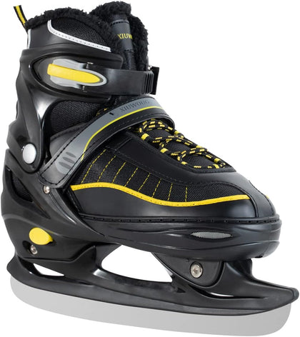 Ice Skates,Hockey Skates with Adjustable 4 Sizes,Soft Padding and Reinforced Ankle Support for Boys Girls Youth Men