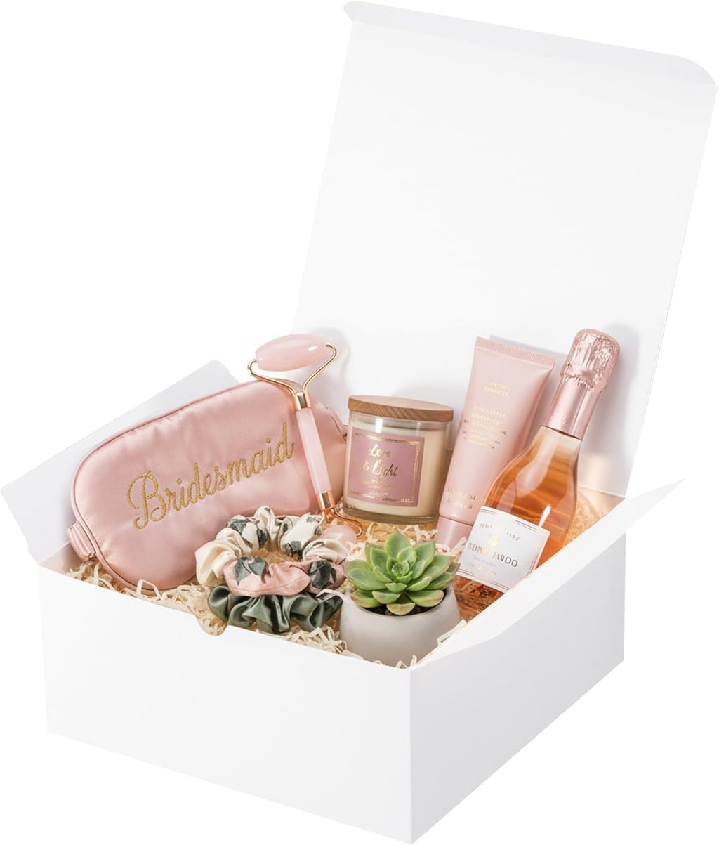 6 Pack 8x8x3.5 Inch Medium White Gift Boxes with Lids for Presents